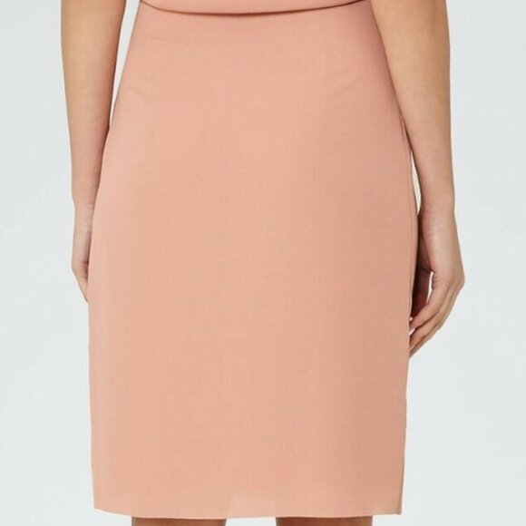 Reiss Kier boat neck lined shift dress, pink / peach / salmon, high neck, simple - Picture 3 of 11